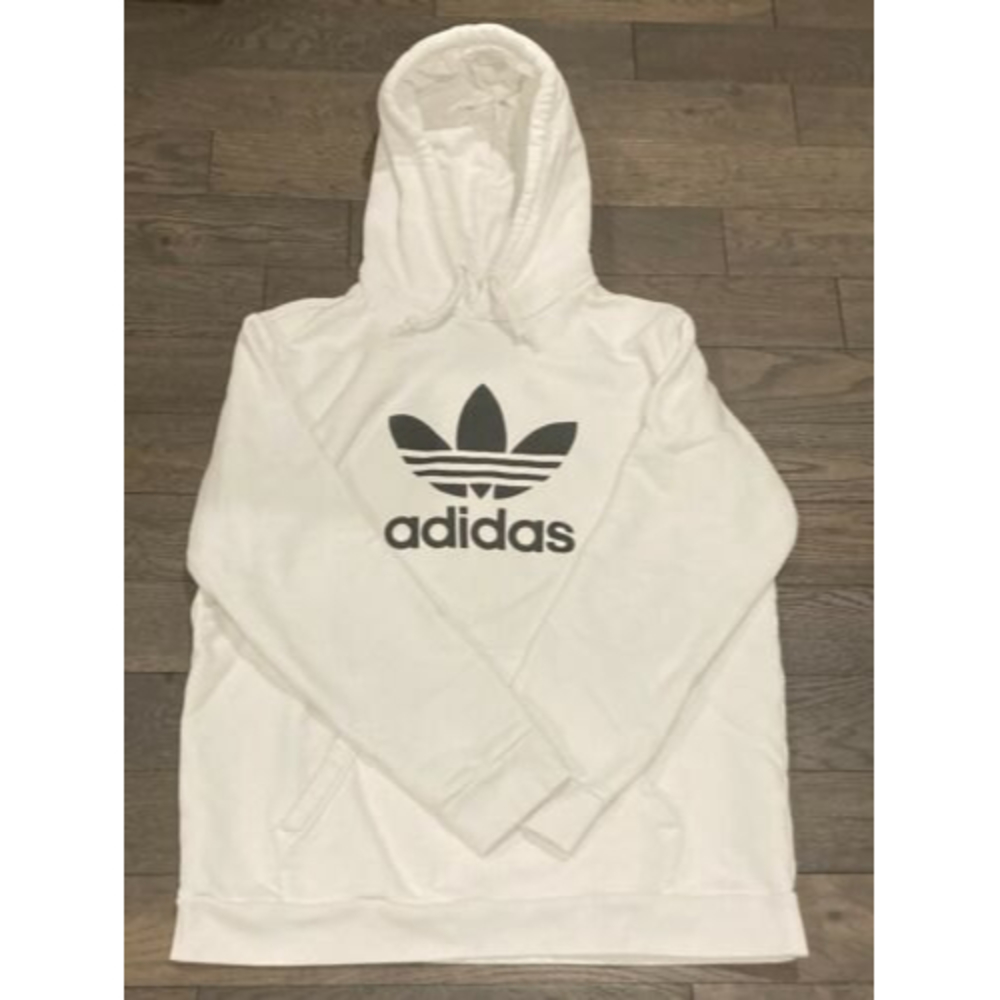 Adidas Men's Size Large White Hoodie Pullover Sweatshirt Trefoil Logo